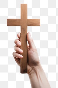 PNG Two hands holding Christian cross symbol white background spirituality. AI generated Image by rawpixel.