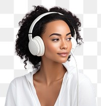 PNG African American woman headphones listening portrait.