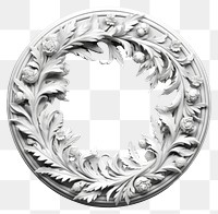 PNG Bas-relief a renaissance floral wreath sculpture texture silver monochrome dishware.