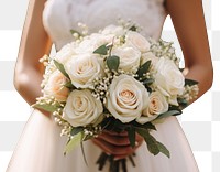 PNG  Hand holding wedding bouquet rose flower dress. AI generated Image by rawpixel.