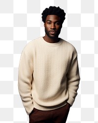 PNG Cream sweater mockup portrait photo individuality.