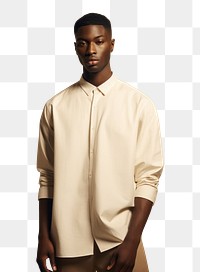 PNG Cream shirt mockup fashion sleeve adult.
