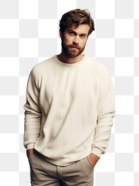PNG Cream sweater mockup sweatshirt portrait fashion.