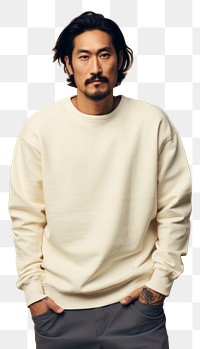 PNG Cream sweater mockup sweatshirt sleeve adult.