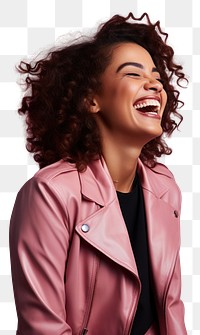PNG Happy woman wear jacket laughing fashion smile adult. AI generated Image by rawpixel.