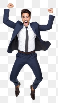 PNG  Happy man celebrating his success shouting adult white background.