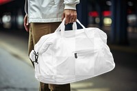 Duffle bag png mockup, transparent design