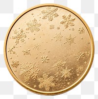 PNG Clean white background snowy weather icon isolate object golden coin. 