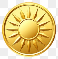 PNG  Sunny weather icon in golden coin clean white background isolate object no shadow. AI generated Image by rawpixel.