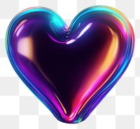 PNG  3D render of heart shape light neon illuminated.