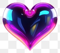 PNG  3D render of heart shape purple neon illuminated.