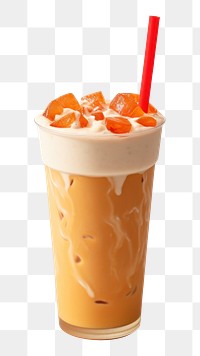 PNG Thai tea milkshake drink food white background.