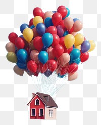 PNG House flys away balloon aircraft helium. AI generated Image by rawpixel.