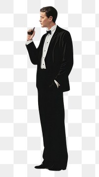 PNG Speech bubble portrait standing tuxedo. AI generated Image by rawpixel.