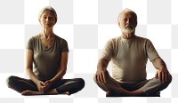 PNG  Old couple doing a yoga sports adult cross-legged. AI generated Image by rawpixel.