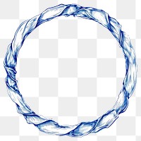 PNG  Circle frame of ribbon jewelry sketch blue.