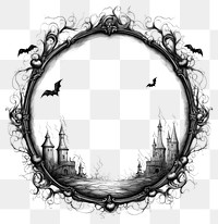 PNG Circle frame with halloween drawing sketch architecture.