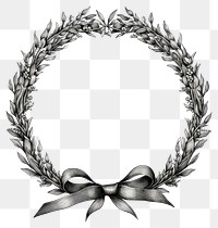 PNG Circle frame with ribbon wreath plant white background.