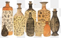 PNG  Illustratio the 1970s of essential oils pottery bottle vase.