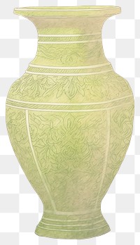 PNG Illustration of a vase green pottery urn jar.