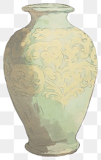 PNG Illustration of a vase green porcelain pottery urn.