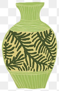 PNG Illustration of a vase green pottery jar art.