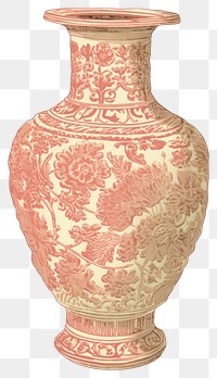PNG Illustration of a vase red porcelain pottery jar.