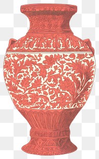 PNG Illustration of a vase red porcelain pottery art.