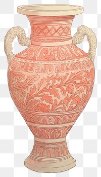 PNG Illustration of a vase red pottery urn white background.