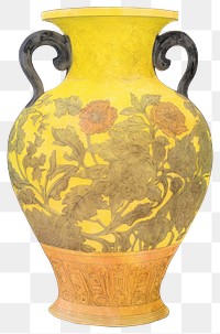 PNG Illustration of a vase yellow porcelain pottery urn