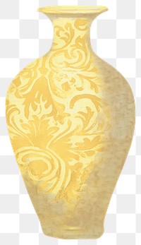 PNG Illustration of a vase yellow porcelain pottery art.
