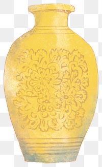 PNG Illustration of a vase yellow porcelain pottery urn.