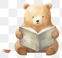 PNG  Reading book bear children book. AI generated Image by rawpixel.