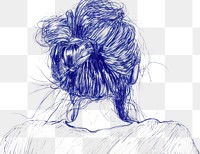 PNG  Drawing back view of woman sketch adult blue.