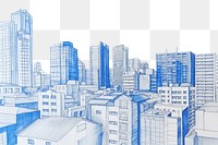 PNG  Drawing cityscape sketch blue art.