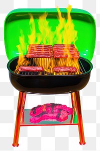 PNG  Surrealistic painting of bbq grilling white background fireplace.