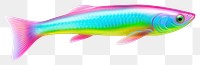 PNG  Surrealistic painting of neon fish seafood animal white background.