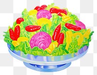 PNG  Surrealistic painting of salad vegetable lettuce food.