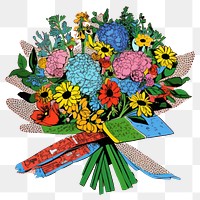 PNG  Comic of flower bouquet painting pattern plant.