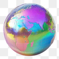 PNG  Globe iridescent sphere planet white background.