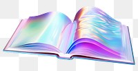 PNG  Open book iridescent publication page white background.