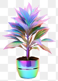 PNG  Plant iridescent leaf tree vase.