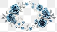 PNG Frame floral blue roses jewelry pattern flower.