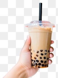 PNG  Hand holding a bubble tea drink adult cup. AI generated Image by rawpixel.