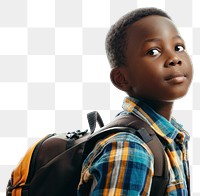 PNG  School kid African portrait backpack child. AI generated Image by rawpixel.