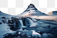 PNG Kirkjufell waterfall mountain landscape outdoors. AI generated Image by rawpixel.