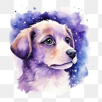 PNG  Dog in Watercolor style animal mammal purple.