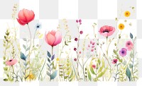 PNG Watercolor of a spring Floral border backgrounds pattern flower. AI generated Image by rawpixel.