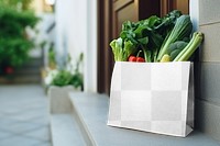 Delivery paper shopping bag png mockup, transparent design