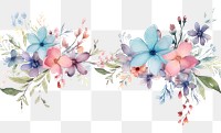 PNG  Color flower frame watercolor style pattern plant white background.